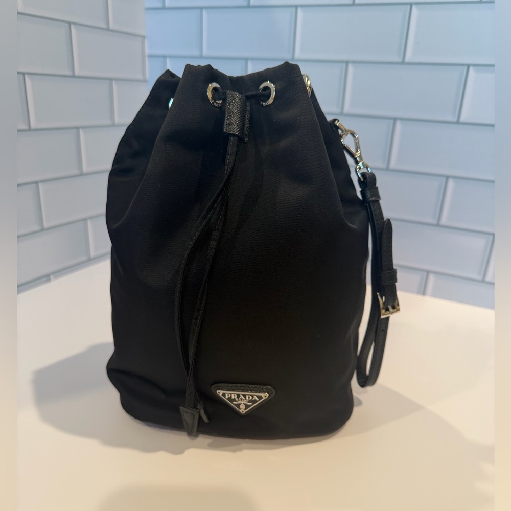 SOLD-Authentic Prada Re-Nylon bucket wristlet/crossbody pouch